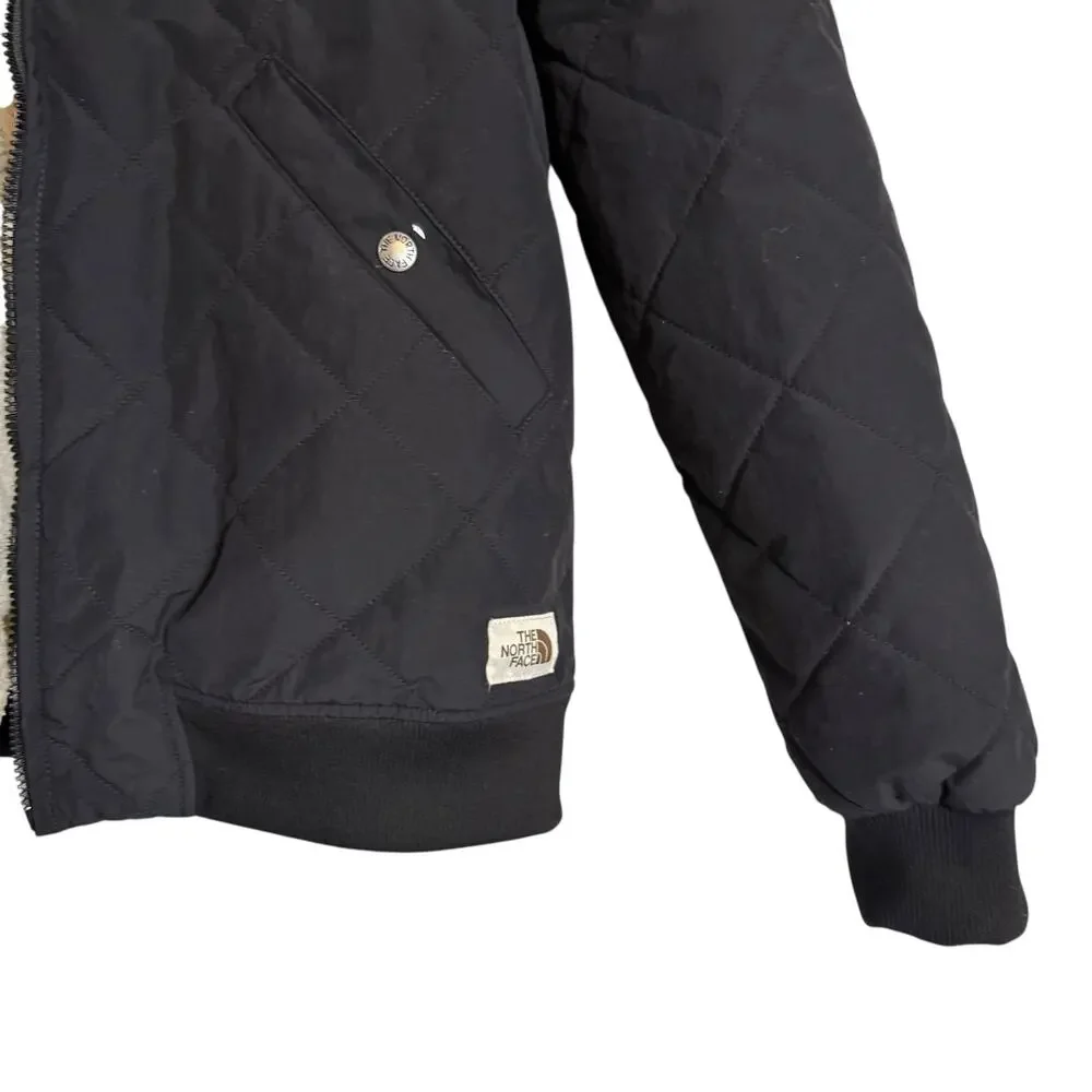 The North Face Black Cuchillo Insulated Fleece Lined Quilted Full Zip Hoodie M